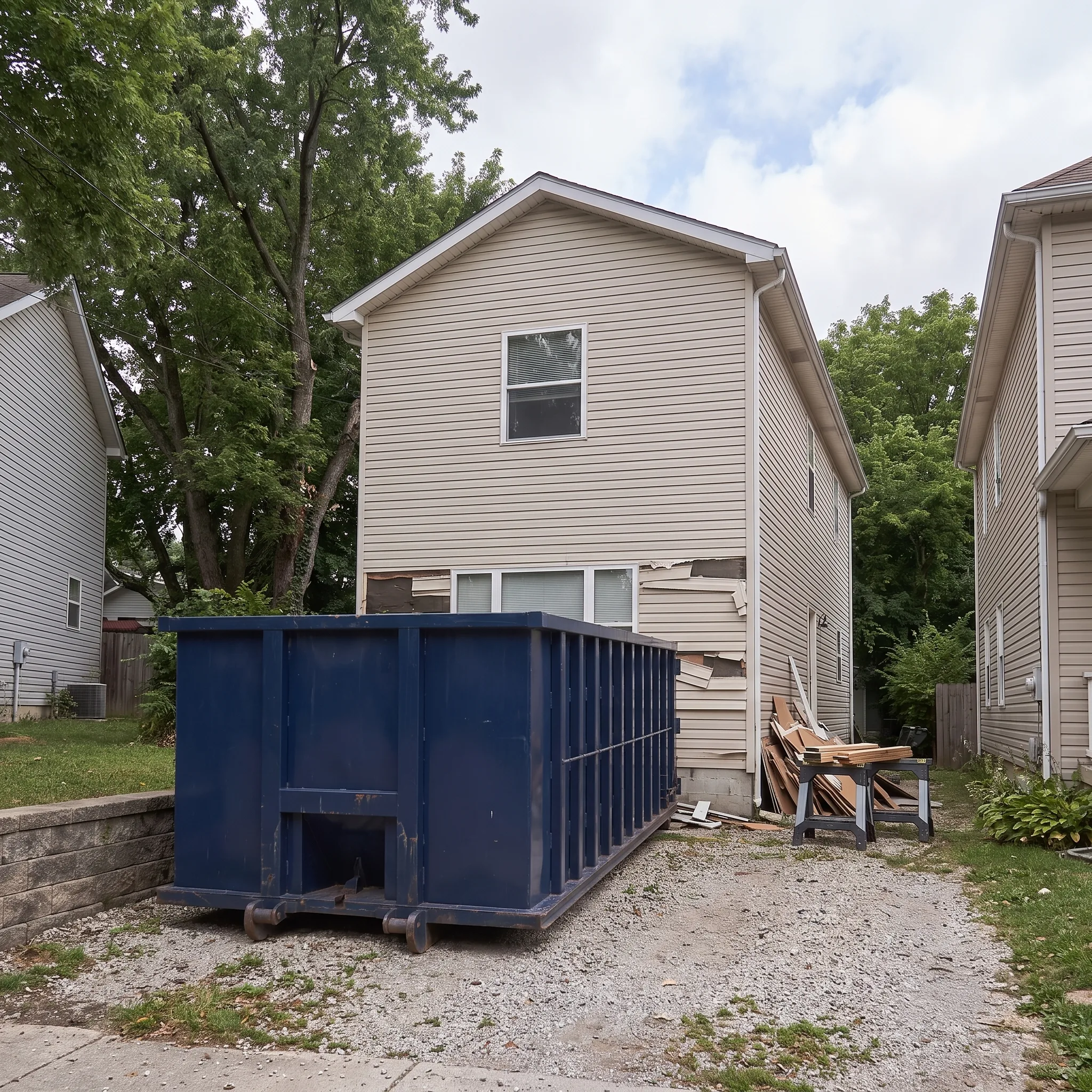 Dumpster on a Bucks County, PA job site